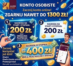 Nawet 1300 zł premii od Alior Banku! Nowa edycja promocji Alior Konta