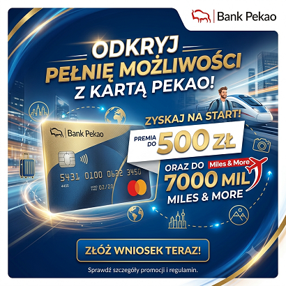 Karta Kredytowa z Żubrem. Zgarnij do 500 zł i 7000 mil w programie Miles & More.